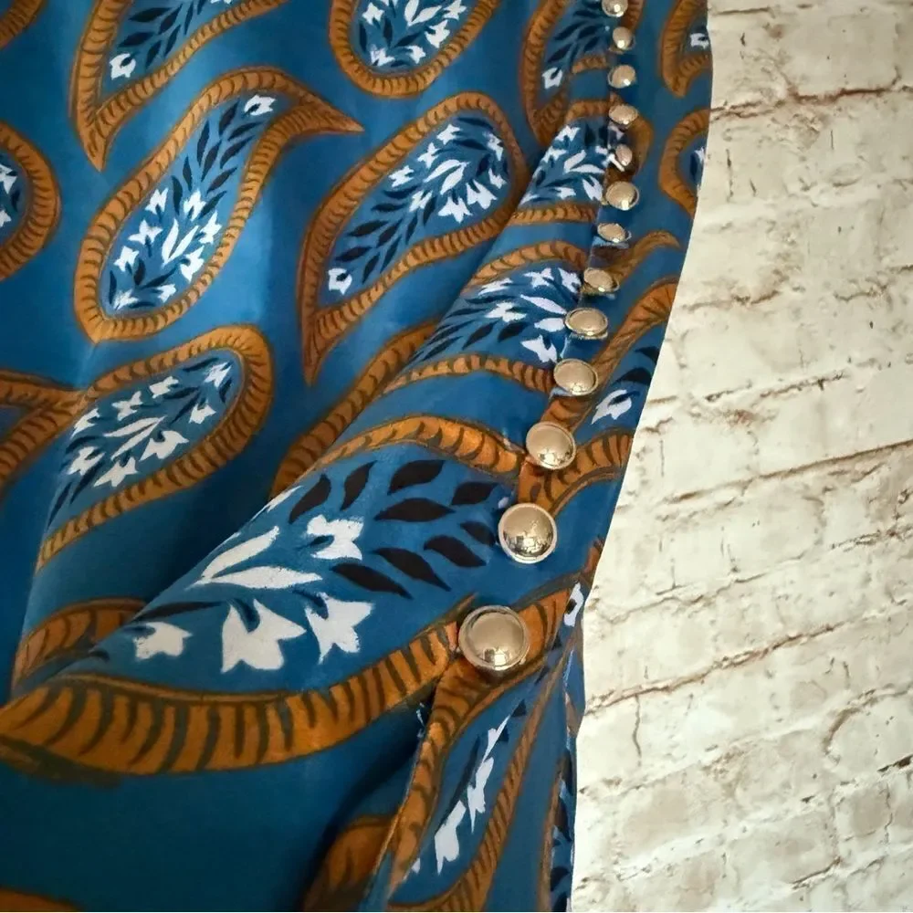 Ann Taylor satin paisley floral midi skirt